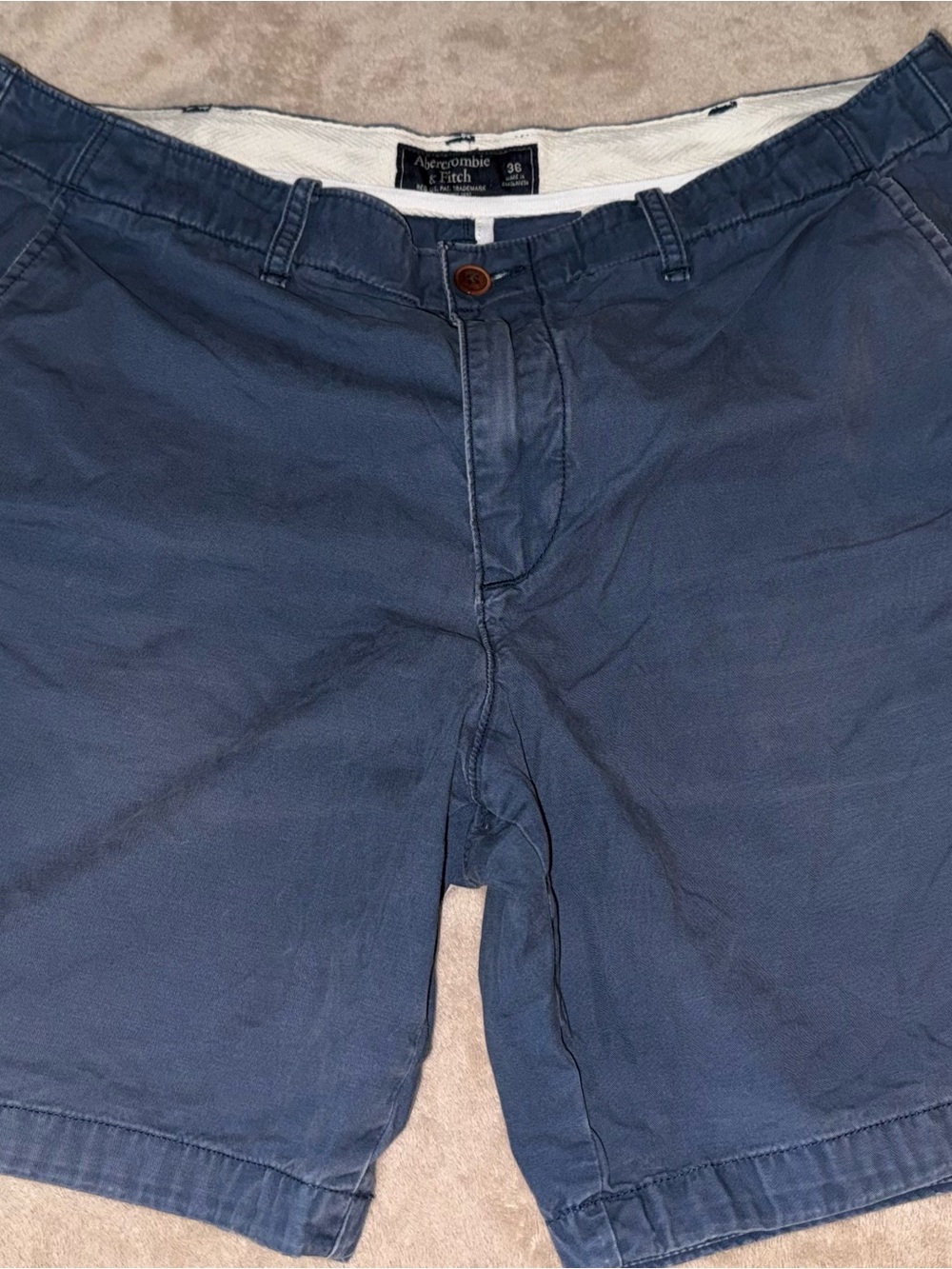 Abercrombie & Fitch Mens Slate Blue Flat Front Shorts